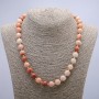 Necklace of artificial selenite, smooth ball beads 10 mm dia (±), length 46 cm+
