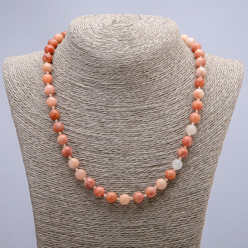 Necklace made of artificial selenite, smooth bead, diameter 8(±)mm, length 45cm