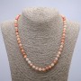 Necklace of artificial selenite, smooth round beads 6 mm (±), length 46 cm