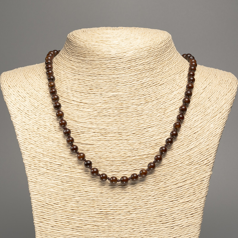 Natural stone garnet necklace, smooth round beads 6mm diameter, 50cm+ length