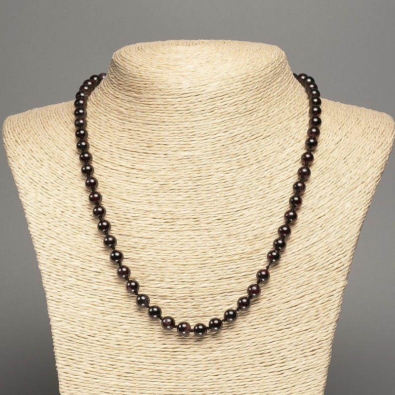Natural Garnet Necklace Bead 6mm Jumping round, length 50cm+