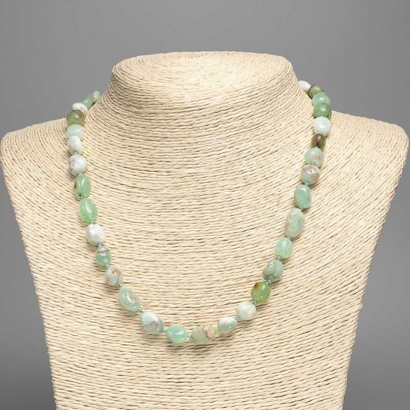Chrysoprase Nugget Necklace, natural stone, polished beads, diameter 8×10mm, length 50cm+
