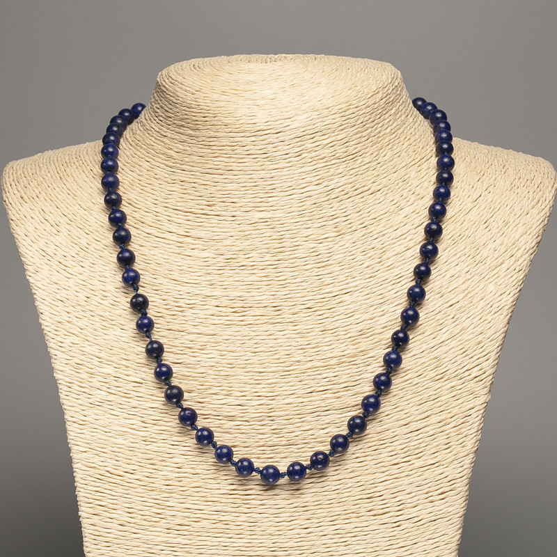 Lapis lazuli Necklace Bead, smooth sphere 6mm diameter, length 50cm +