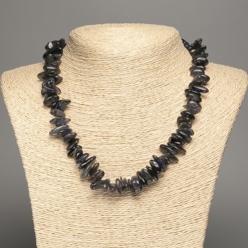 Iolite Gemstone Necklace Chip "Needle", 15x5mm, 48cm length +