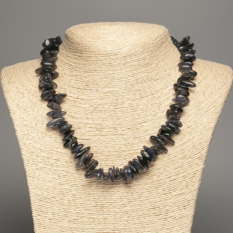 Iolite Gemstone Necklace Chip "Needle", 15x5mm, 48cm length +