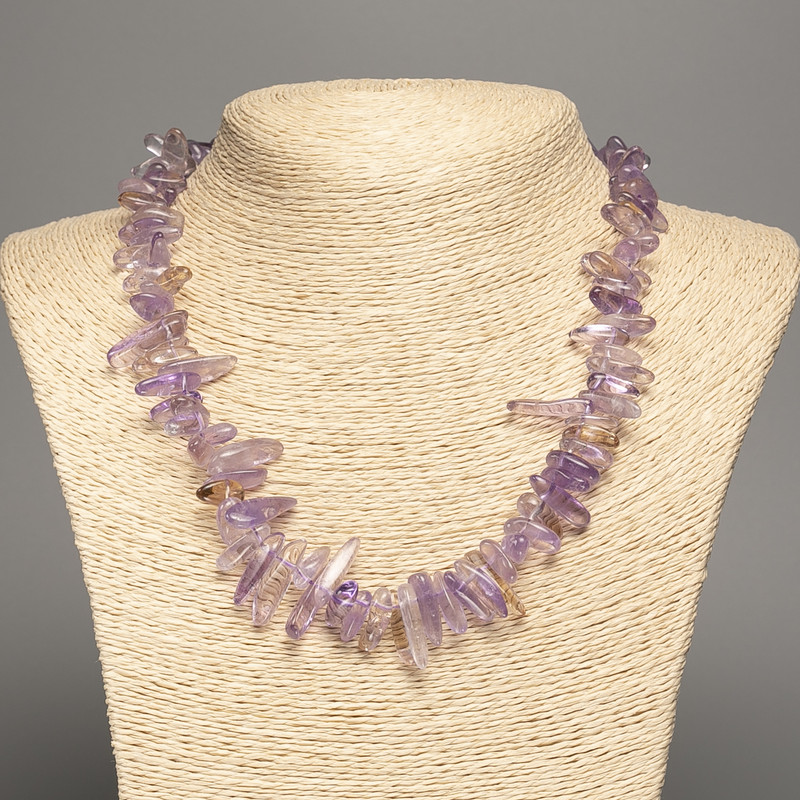 Amethyst Nugget Necklace with Natural Stone "Needle", diameter 18x5mm, length 48cm +