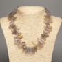 Necklace made of smoky agate stone chip beads, needle-like chips, diameter 20x7mm, length 48cm +
