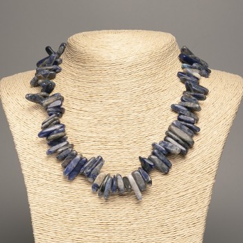 Necklace made of natural sodalite, chip "needle", diameter 20x6mm, length 48cm +