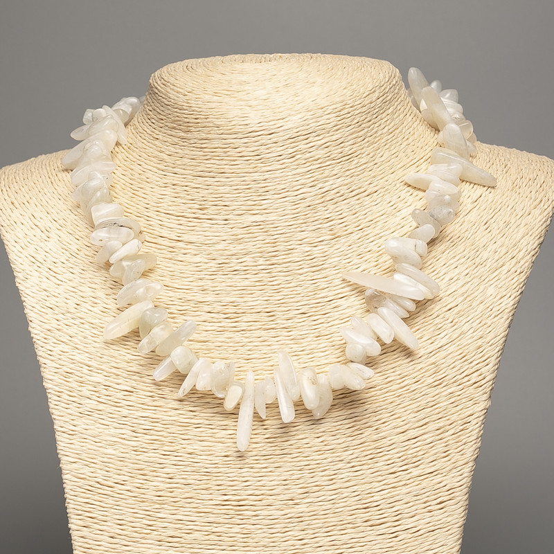Adularia Natural Stone Bead Necklace - Needle Chip, 18x5mm, 48cm