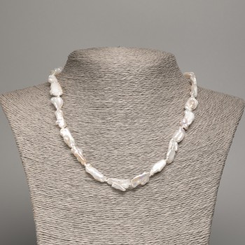 Necklace of natural baroque pearls with petrol tone, diameter 18x7mm, length 45cm +