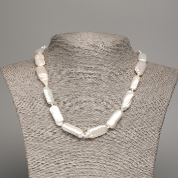 Baroque Pearl Necklace with Natural Baroque Pearls in a Petrol Hue, diameter 24×9×4, 5mm, length 45cm +