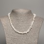 Necklace of natural baroque pearls with petrol-benzine tint, chip shape, 8x3mm, length 48cm +