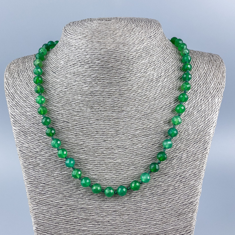 Chrysoprase Necklace with Faceted Bead, Ø8mm, length 50cm