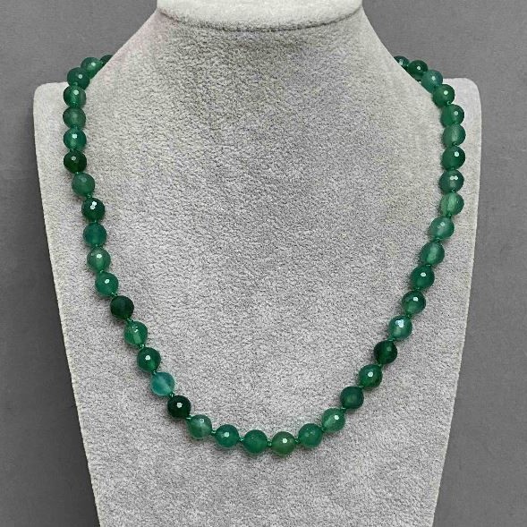 Chrysoprase Necklace with Faceted Bead, Ø8mm, length 50cm