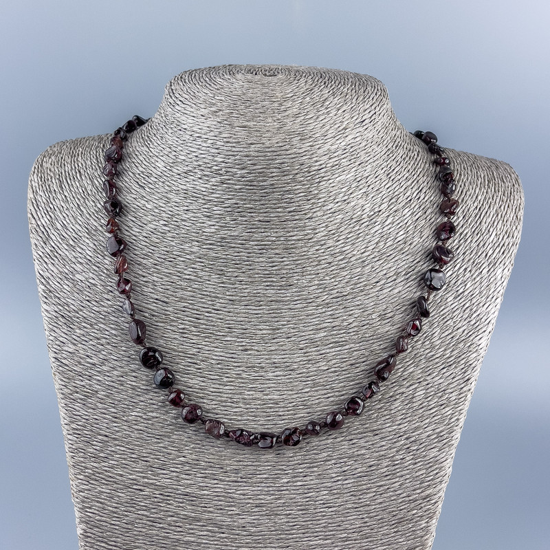Garnet bead necklace, faceted gemstone, diameter 8×7mm±, length 48cm ±