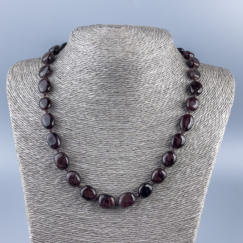 Natural Garnet Bead Necklace, faceted, diameters 15×11×7mm, length 45cm