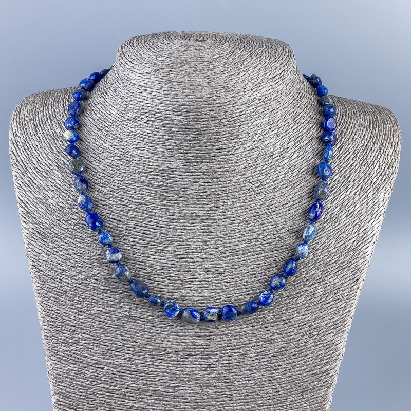 Lapis Lazuli Bead Necklace, faceted, 8×7mm approx., length 48cm ±