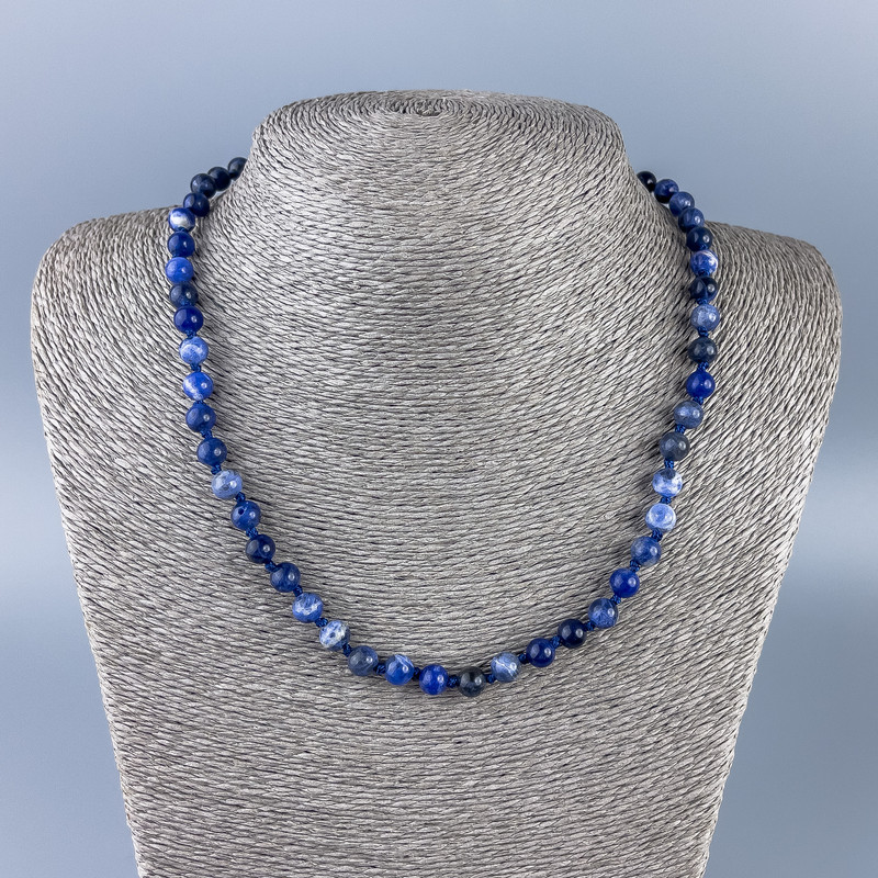 Sodalite Bead Necklace with Smooth Round Beads, 6.5mm diameter, Length 48cm