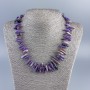 Charoite Natural Stone Necklace with Beads, Needle-shaped chips, diameter 15x3mm±, beads diameter 2mm, length 50cm plus