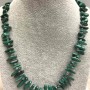 Malachite Chip Necklace "Needle", 12-16×3-5mm chips, 50 cm long ± with clasp