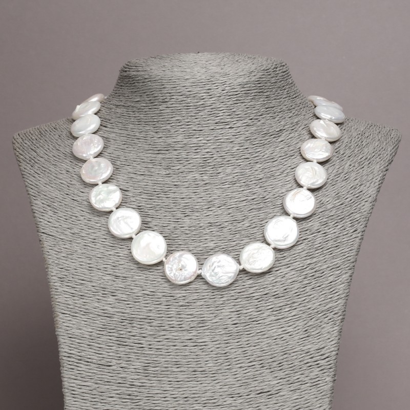Necklace made from natural baroque pearls, diameter 16x5(±)mm, length 45cm+