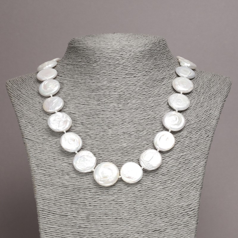 Necklace of natural baroque pearls, diameter 18×5(±)mm, length 45cm+