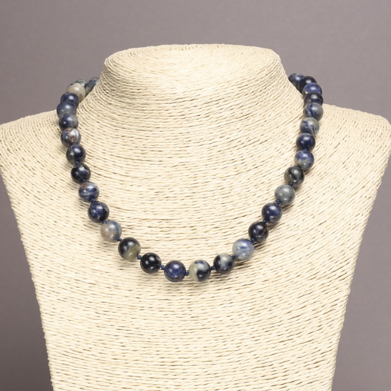 Necklace of natural sodalite, smooth round beads 10mm ±, length 45cm ±