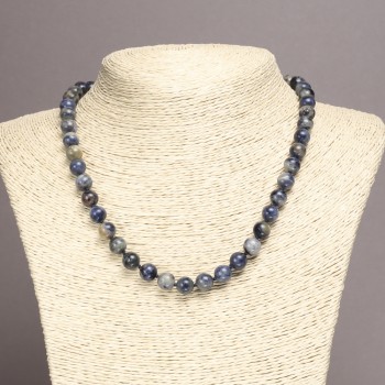 Necklace made from natural Sodalite smooth beads, diameter 8mm±, length 45cm±