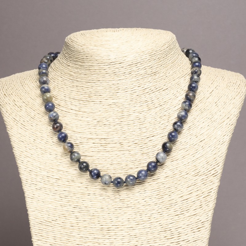 Necklace made from natural Sodalite smooth beads, diameter 8mm±, length 45cm±