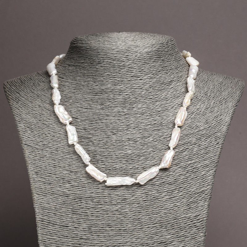 Necklace of natural Baroque pearls, diameter 22×10mm ±, length 48cm ±