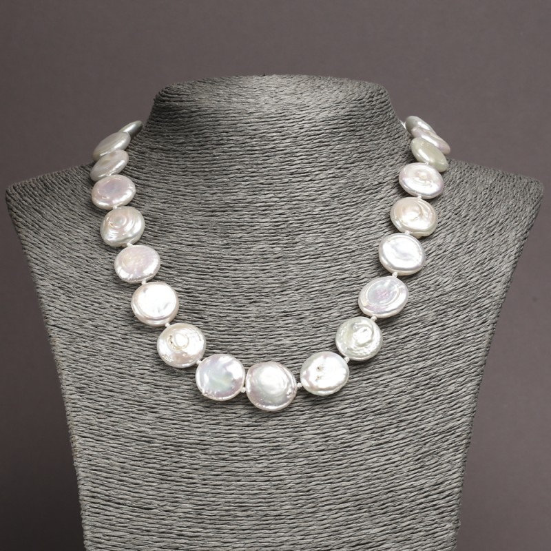 Necklace of natural Baroque pearls, diameter 17mm±, length 48cm±