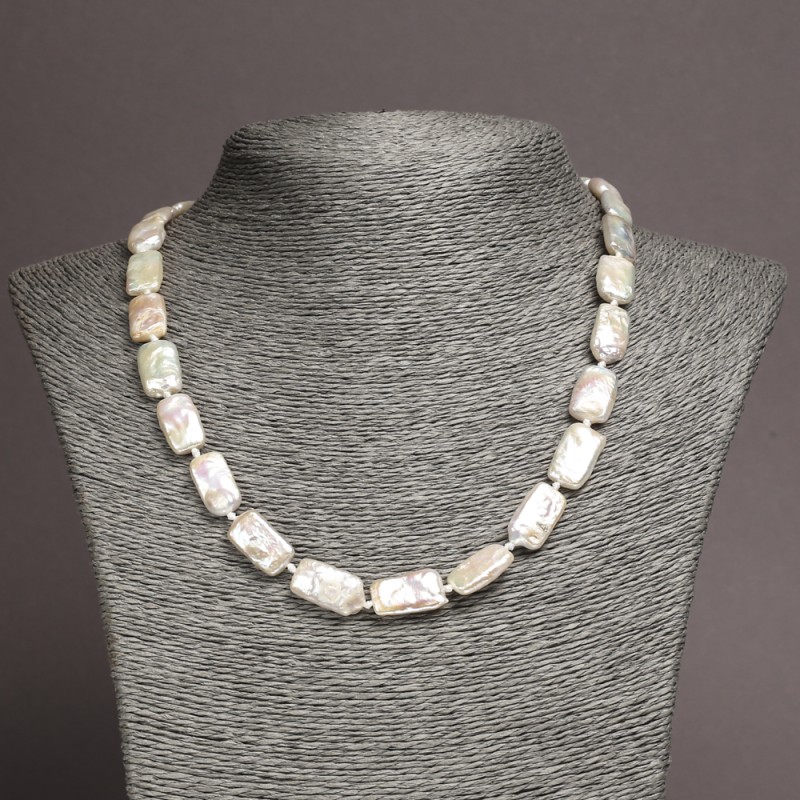 Baroque Pearl Necklace made of natural Baroque pearls, diameter 18×10 mm ±, length 48 cm ±