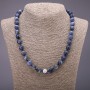 Sodalite Gem Bead Necklace, Faceted Balls, 10mm diameter (+/-), 48cm length