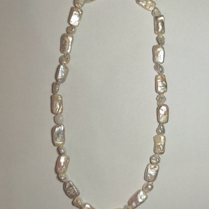 Baroque Pearl Necklace in Petrol Tones, diameter 7-21×8-11 mm +-, length 47-49 cm+