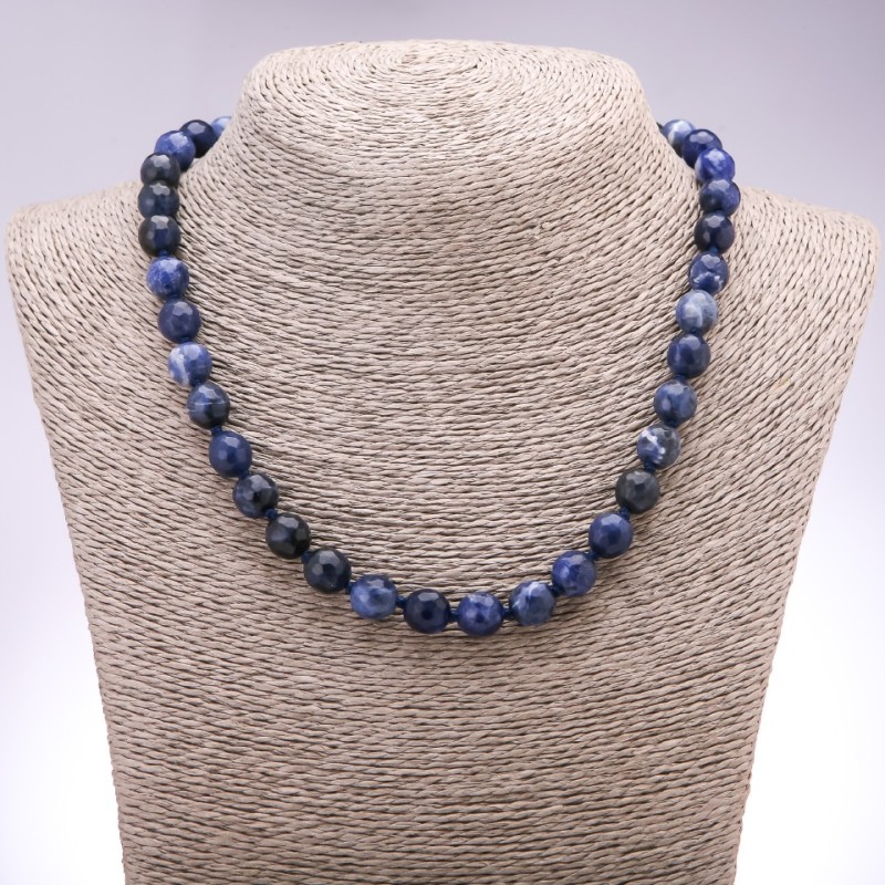 Lapis Lazuli Bead Necklace (faceted) round bead, diameter 10mm, length 45cm