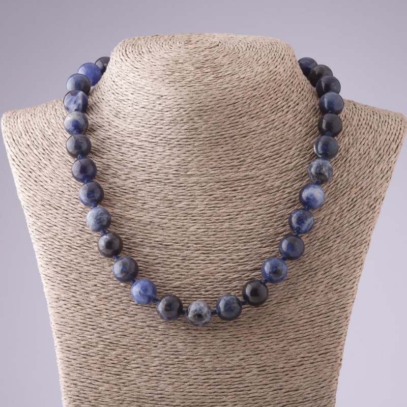 Sodalite Necklace Smooth Beads, 48cm length, 12mm diameter