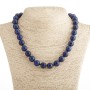 Lapis Lazuli Bead Necklace, smooth ball, 12mm diameter, with clasp, 48 cm length