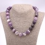 Amethyst Chevron Bead Necklace, Smooth Round Beads Ø approx. 16 mm, Length 45 cm
