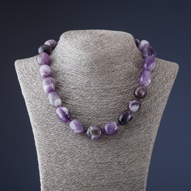 Amethyst Beads (Class A) "barrel faceted", diameter 15×20 mm, length 50 cm