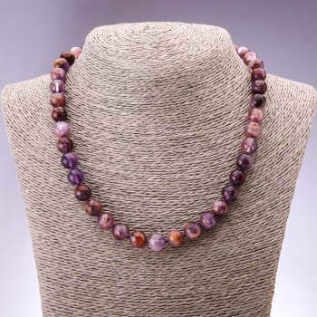 Amethyst, Natural Stone Necklace Bead (Ametrine) Smooth Round Bead, Ø10mm ±, Length 45 cm