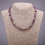 Amethyst Necklace with natural stone, smooth ball beads, diameter 8(±)mm, length 45cm