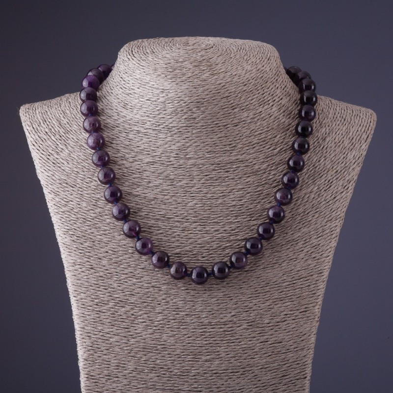 Amethyst Stone Bead Purple Ball, 10mm diameter, 45cm length