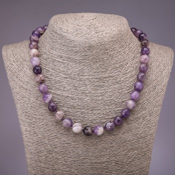 Amethyst Bead Necklace, faceted ball, 10mm diameter, 45cm length