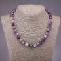 Amethyst Bead Necklace, faceted ball, 10mm diameter, 45cm length