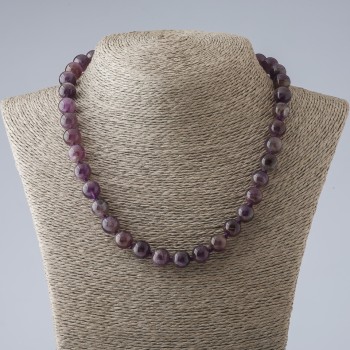Amethyst Bead Necklace 10mm Smooth Round Beads, 47cm+ length