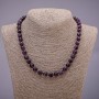 Amethyst bead necklace with smooth round beads, diameter 8 (±) mm, length 45 cm