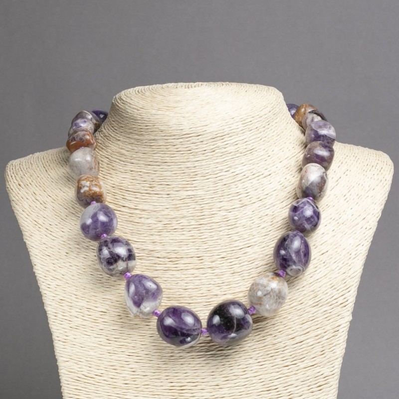 Elite Amethyst Natural Stone Necklace - Large Faceted Beads, 12-23mm, 50cm