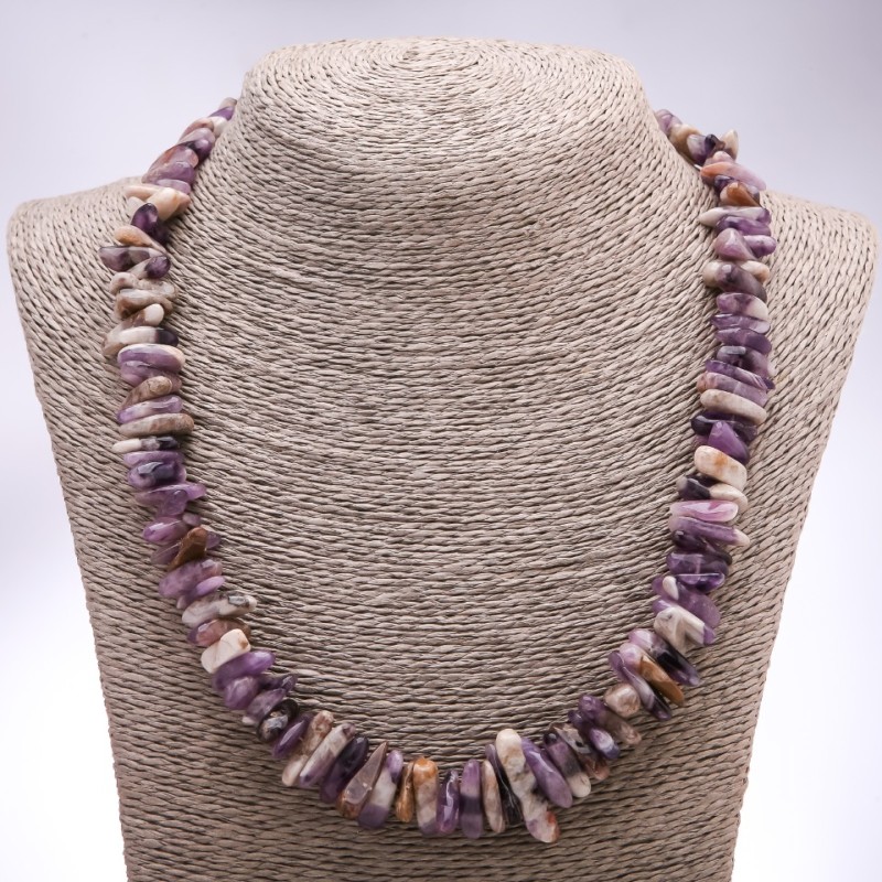 Amethyst natural stone bead necklace, chip, diameter 15x7+-mm, length 50+-cm