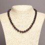 Bead Necklace of Natural Stone Bull's Eye - smooth round bead, diameter 8(±)mm, length 45cm+