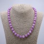 Necklace of natural-toned quartz glassy bead, diameter 10(±)mm, length 46cm+